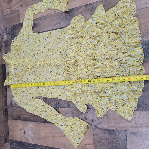 Zadig & Voltaire Rebbie Goa Mini Dress Yellow Ditsy Floral No Size Tag Small - Picture 12 of 15